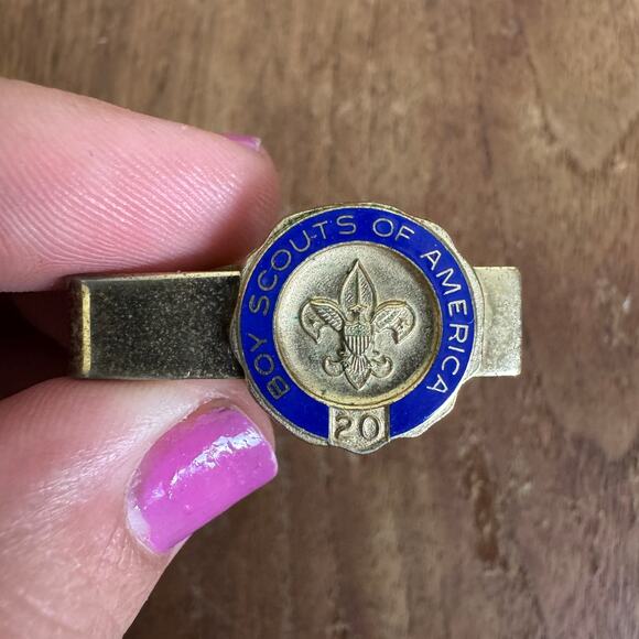 Boys Scouts of American BSA 20 Years Silver Tone Tie Clip‎ Robbins Co Attleboro - Picture 2 of 5